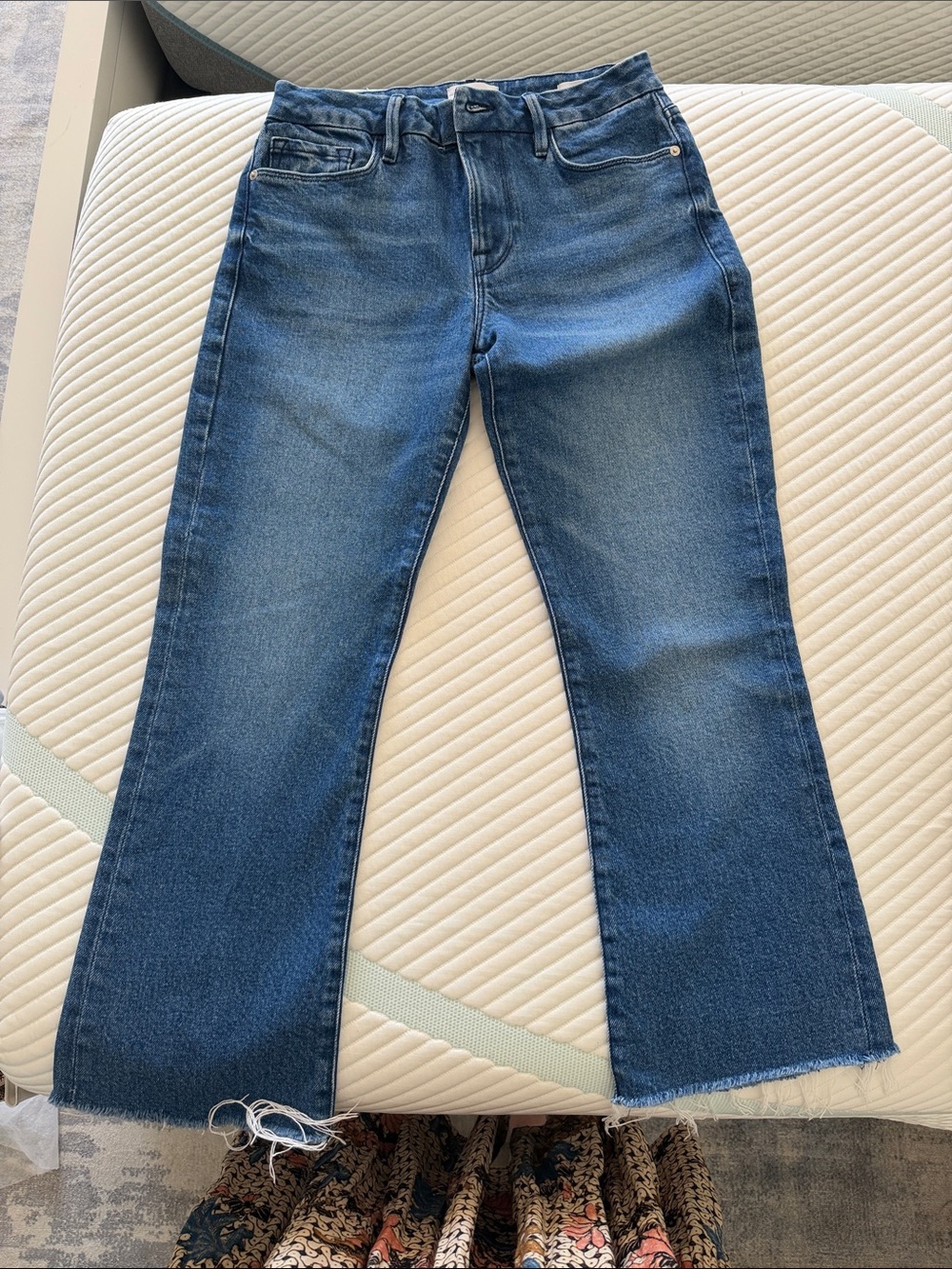 Frame Denim Mid-Blue Wide Leg Jeans